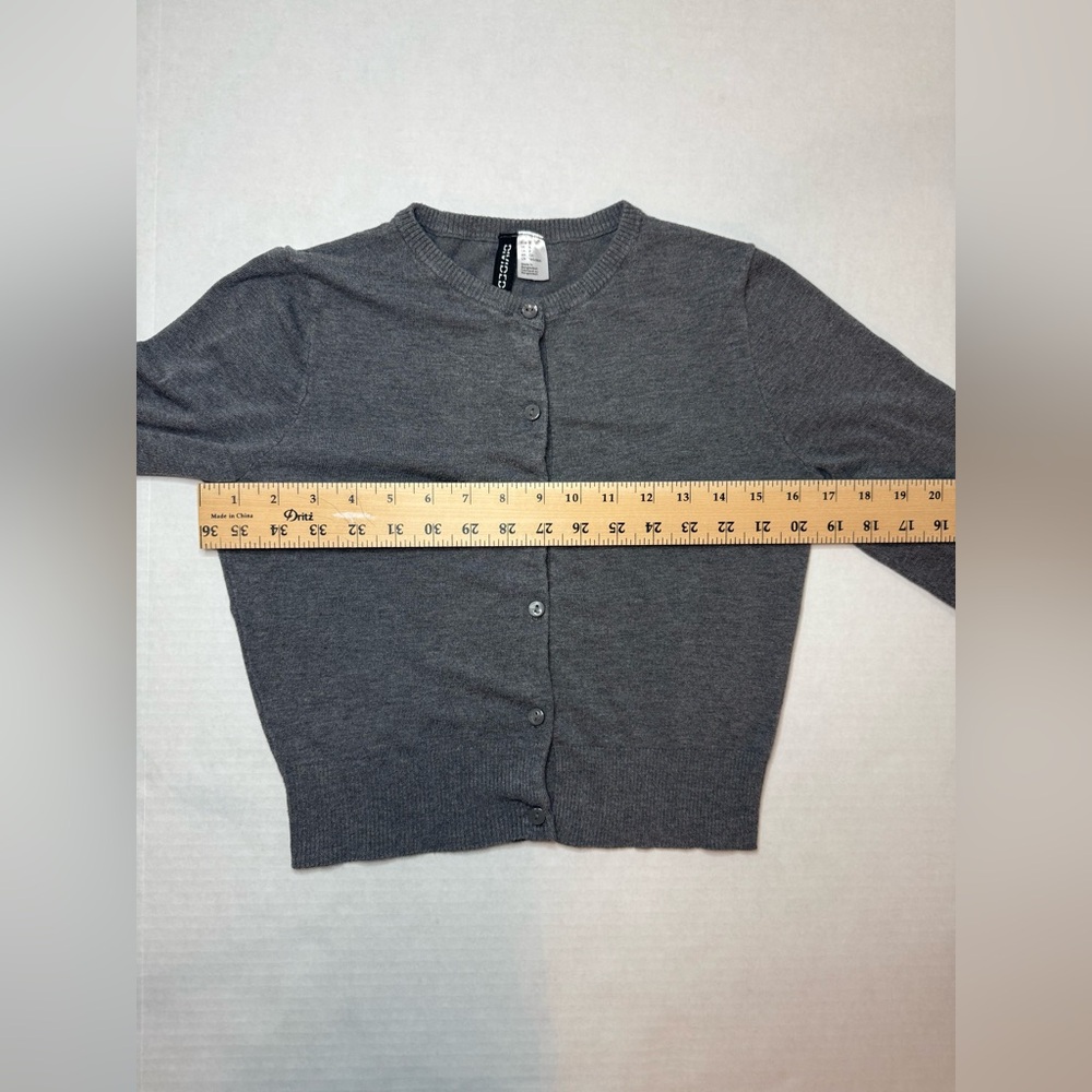 H&M Fitted Cardigan Dark Gray Melange Basic Size S - Picture 7 of 14